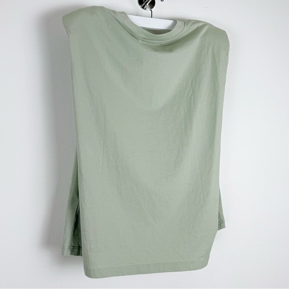 ARITZIA BABATON Shoulder Pad Tee Shirt 100% Cotton NWT Sleeveless Top - Picture 6 of 16